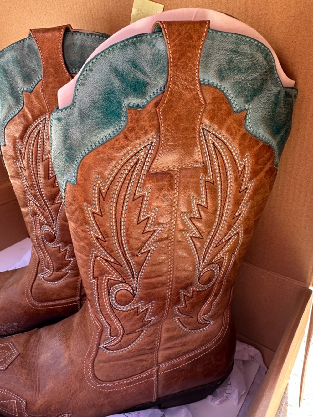 Coconuts by Matisse Brown & Teal Embroidered Western Boots - Picture 6 of 10